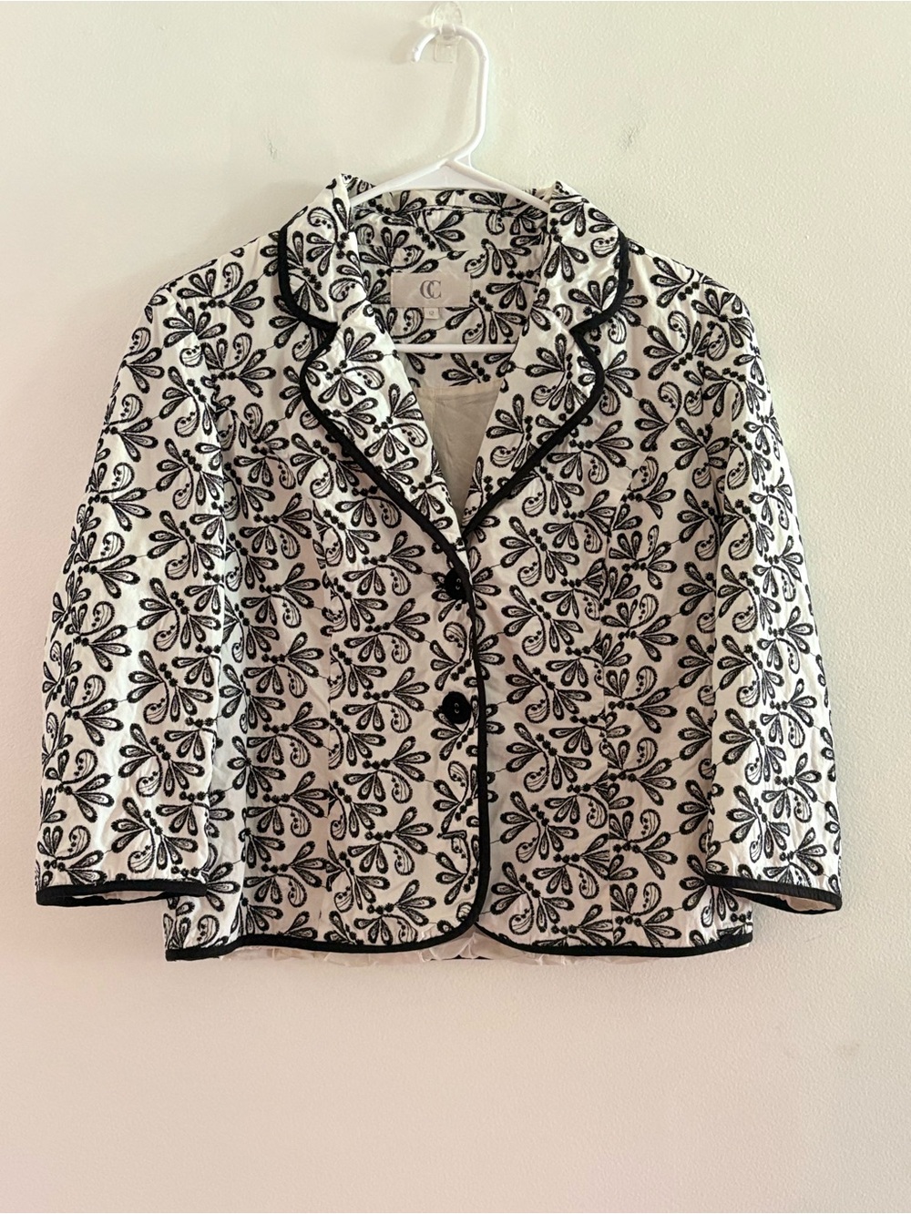 CC Black Embroidered Floral Jacket on White